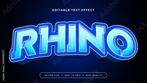 Blue and white rhino 3d editable text effect - font style