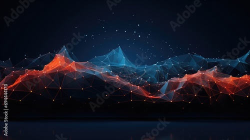 abstract background with a cyber network grid and connected particles,global data connections concept.