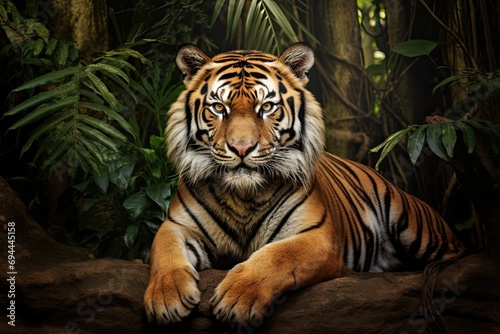 Portrait of a tiger with hypnotizing look. Generative AI