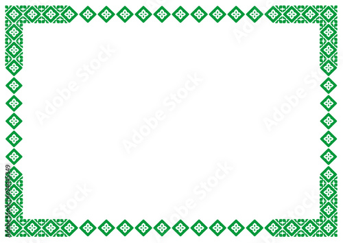 Green Border frame vector label. Simple line corner pattern. Border frame decoration. Vector simple line art border frame