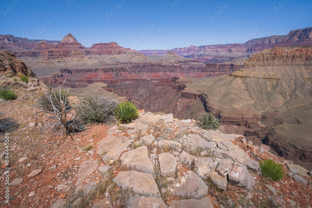 hiking the grandview trail in the grand canyon national park, arizona, usa
