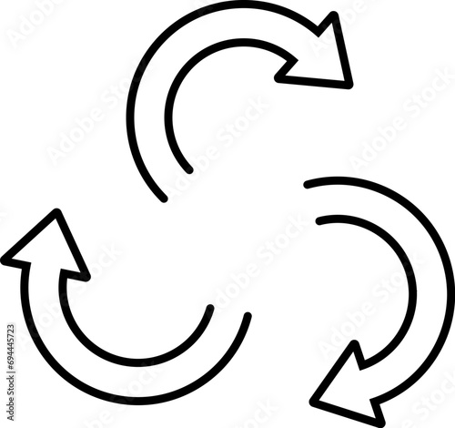 Spinning outside triple arrow icon design in linear style.