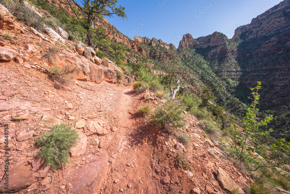 hiking the grandview trail in the grand canyon national park, arizona, usa