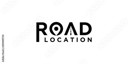road map logo design template, location points and route map icon vector illustration. road logo in wordmark style photo