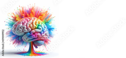 multi colored brain with splashes of colors on white background © The A.I Studio