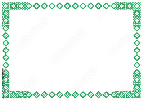 Green Border frame vector label. Simple line corner pattern. Border frame decoration. Vector simple line art border frame
