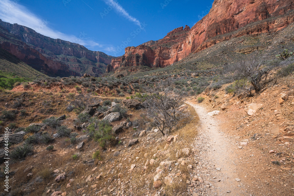 hiking the tonto trail in the grand canyon national park, arizona, usa