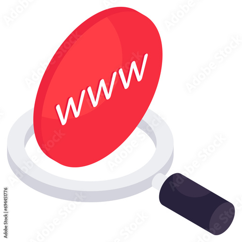 An isometric design icon of www vector 