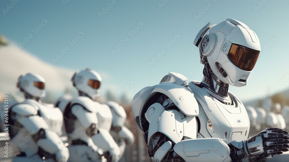 Fototapeta premium cinematic ai robot workforce wallpaper