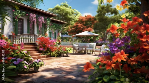 an image of a flourishing garden, its colorful blooms and verdant foliage standing out against the spotless white surface, radiating the vibrancy and energy of a vibrant outdoor sanctuary.