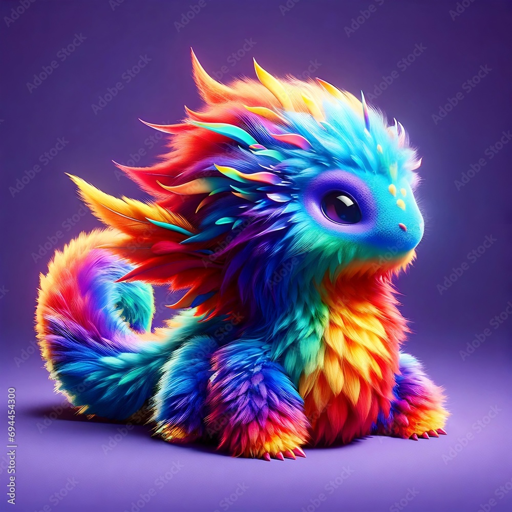 Cute rainbow little dragon. Cartoon character fluffy dragon. Fantasy Funny baby monster with big eyes. Fairy-tale hero. Children book. Illustration of tales. Toy design. Print. Copy space. Isolated Cute rainbow little dragon. Cartoon character fluffy dragon. Fantasy Funny baby monster with big eyes. Fairy-tale hero. Children book. Illustration of tales. Toy design. Print. Copy space. Isolated