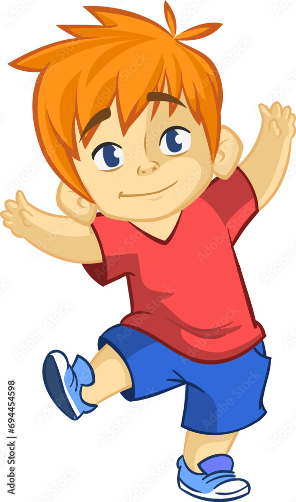Cute cartoon little boy. .Vector illustration of a teenager wearing casual clothes outlined Cute cartoon little boy. .Vector illustration of a teenager wearing casual clothes outlined