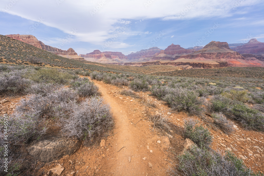 hiking the tonto trail in the grand canyon national park, arizona, usa