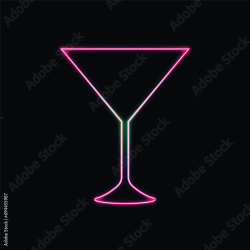 wine glass glow neon logo elements, wine glass glow neon logo template © AA Stock