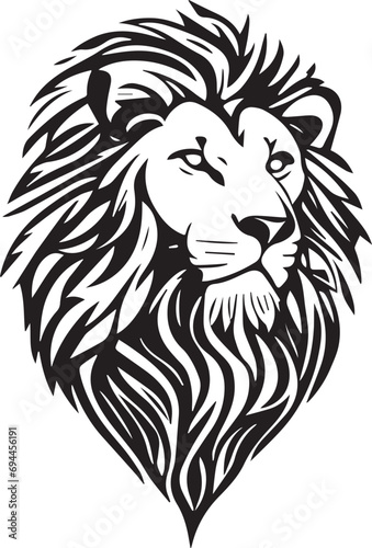 Lion simple mascot logo design illustration  black and white 