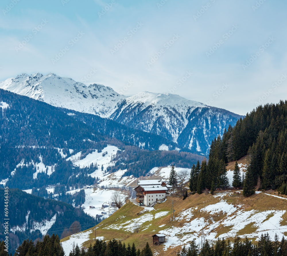 Mountain Obergail village outskirts in Lesachtal on Carinthia-East Tyrol border, Austria.