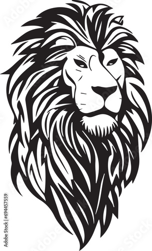 Lion simple mascot logo design illustration, black and white 