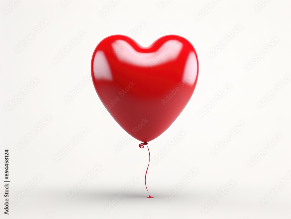 Red heart shaped balloon on a white background