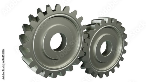 A pair of gears rolling on isolated background.