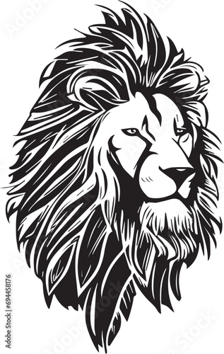 Lion simple mascot logo design illustration, black and white 