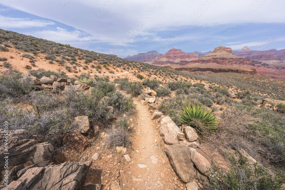 hiking the tonto trail in the grand canyon national park, arizona, usa