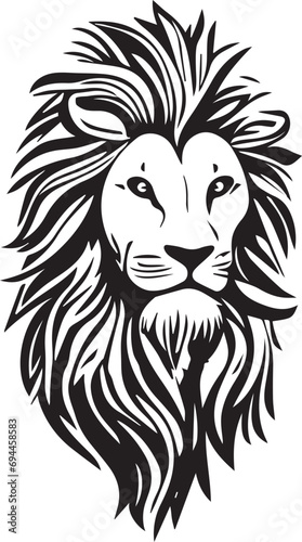 Lion simple mascot logo design illustration, black and white 
