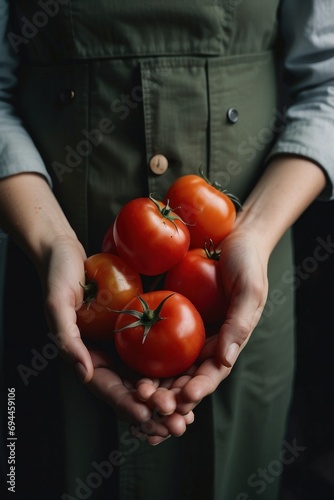 hand reaches for tomatoes
