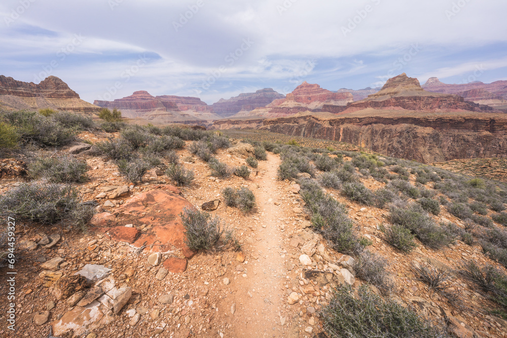 hiking the tonto trail in the grand canyon national park, arizona, usa