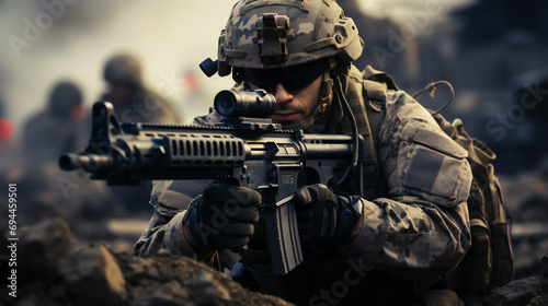 A Soldier With A Sniper Rifle Waiting For The Command To Open Fire