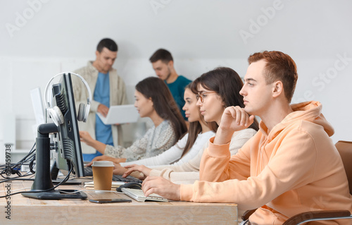 Team of young programmers w...