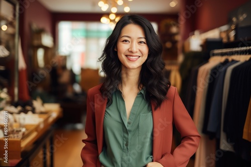 Portrait of young business owner standing in her fashion clothing store