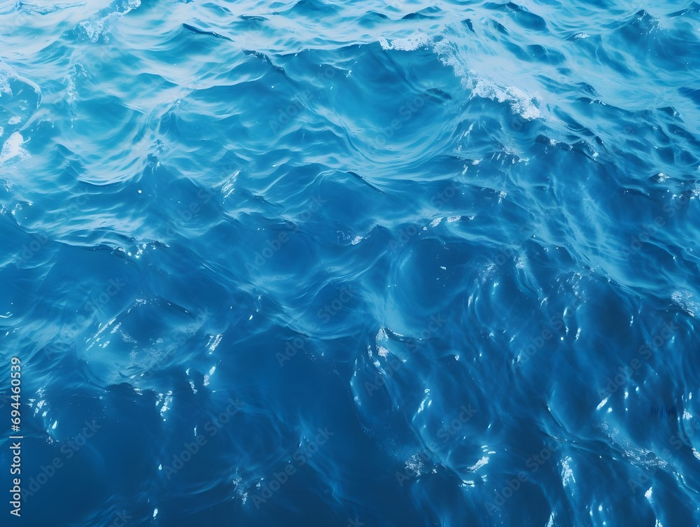 Texture of water surface. Overhead view, Swimming pool bottom caustics ripple and flow with waves background.