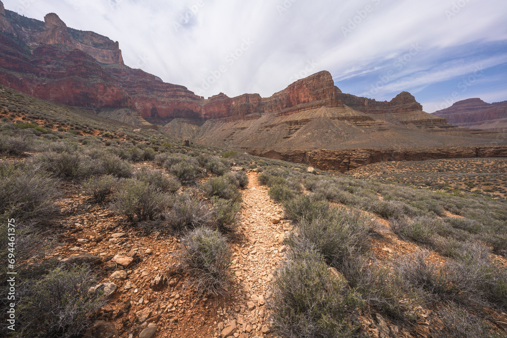 hiking the tonto trail in the grand canyon national park, arizona, usa