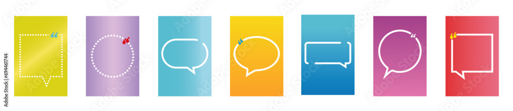Quote speech bubble blank templates set isolated elements. Quote speech bubble blank templates set isolated elements.