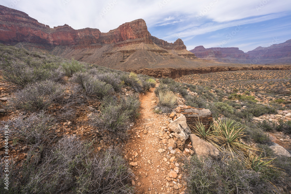 hiking the tonto trail in the grand canyon national park, arizona, usa