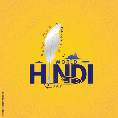 Hindi Typography - Vishv Hindi Divas means World Hindi Day, 10 January, "Happy Hindi Diwas" Indian festival Hindi day celebration, Indian Hindi typography: Happy world Hindi day
