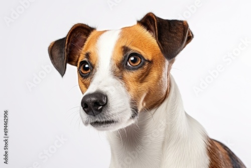 A brown and white dog staring directly at the camera. Suitable for various uses © Fotograf