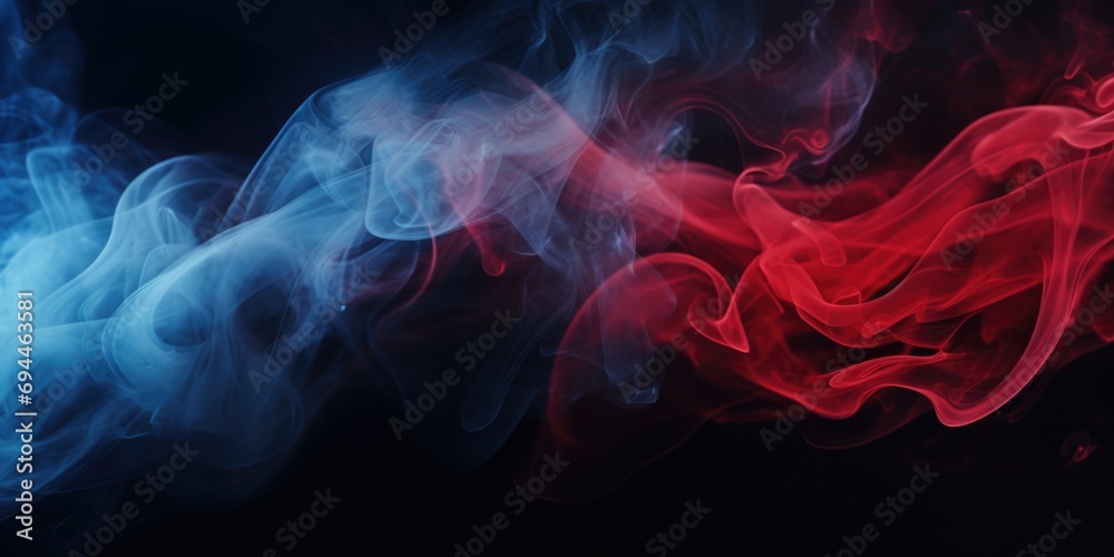 Close-up view of red and blue smoke. Suitable for various creative projects and designs