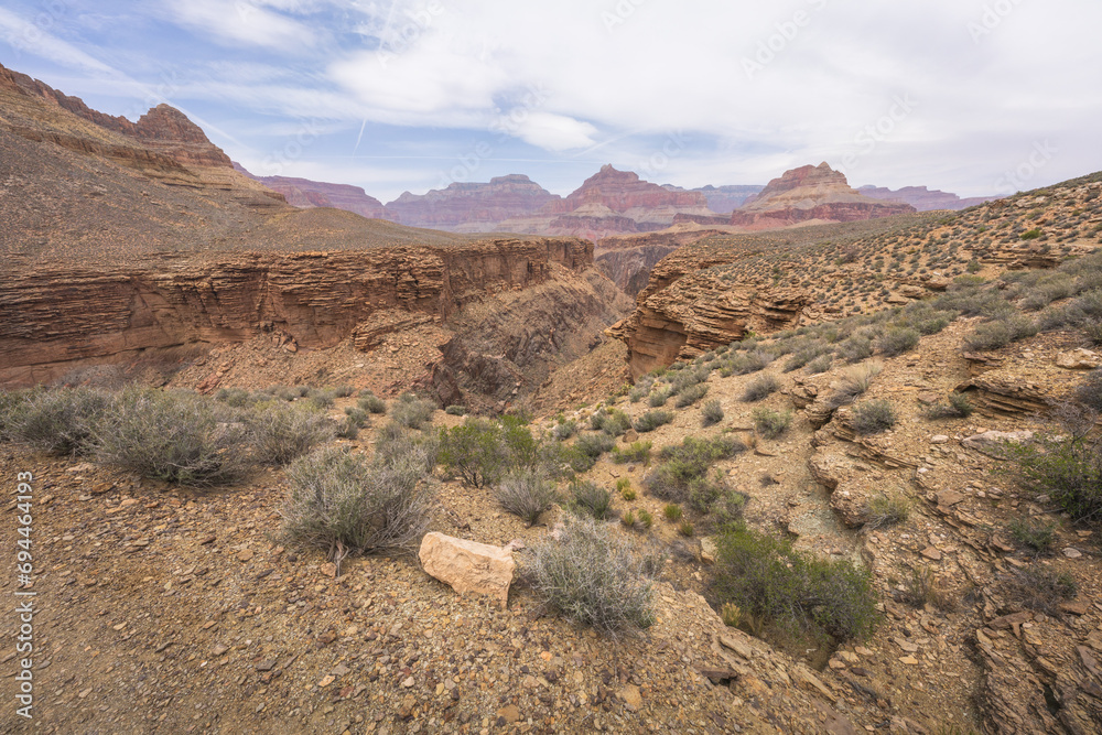 hiking the tonto trail in the grand canyon national park, arizona, usa