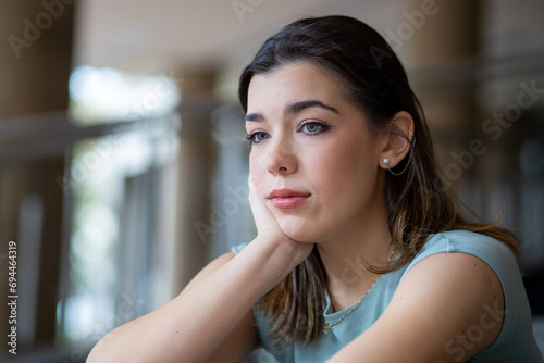 portrait of depressed young woman © aerogondo