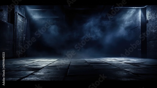 A dark room filled with mysterious smoke. Perfect for creating a dramatic and mysterious atmosphere.