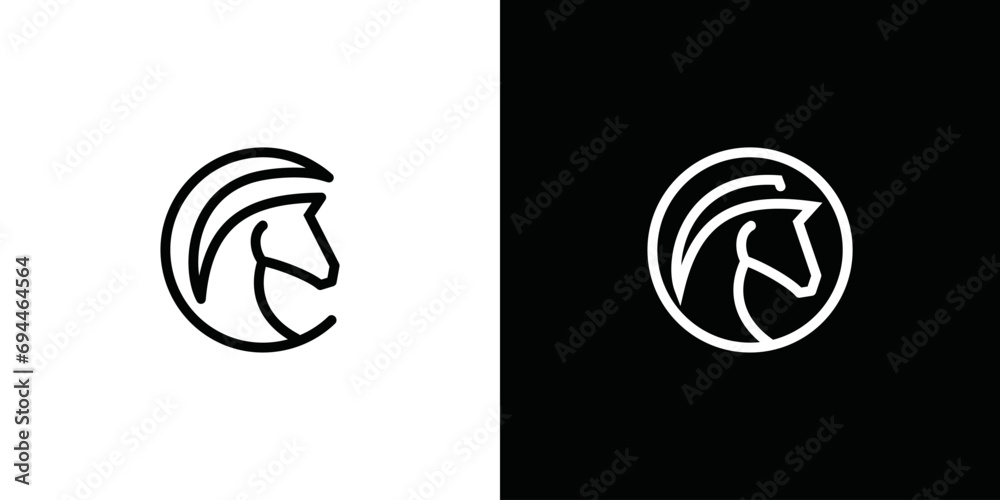 horse head logo design. circular horse head design. linear style luxury icon. horse head logo design. circular horse head design. linear style luxury icon.