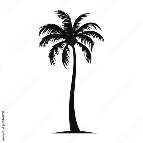 A Palm tree black and white vector art  Tropical palm tree Silhouette isolated on a white background