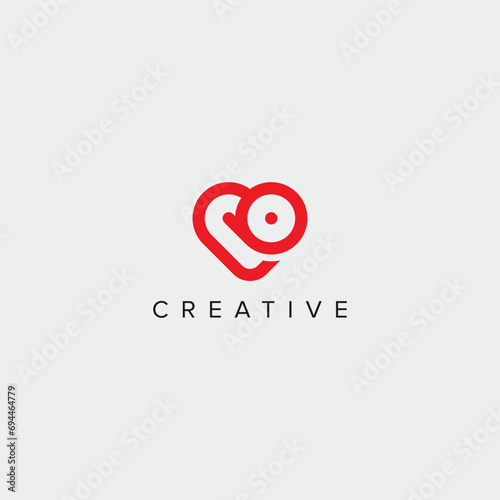 Abstract letter B heart logo vector symbol. Valentines day logotype concept.