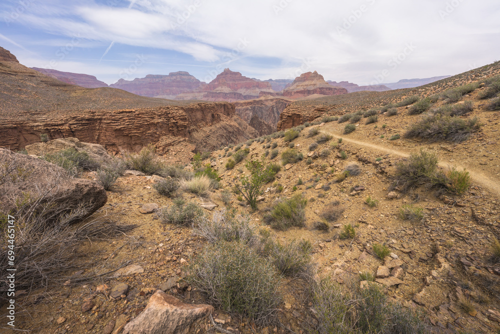 hiking the tonto trail in the grand canyon national park, arizona, usa