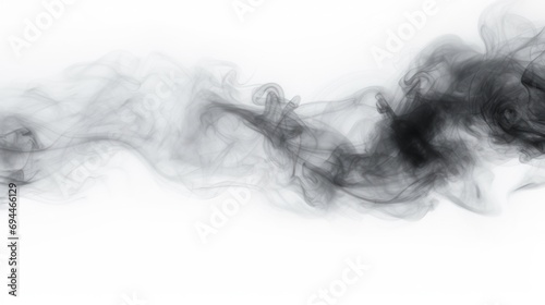 Black and white photo of smoke on a white background. Suitable for various design projects