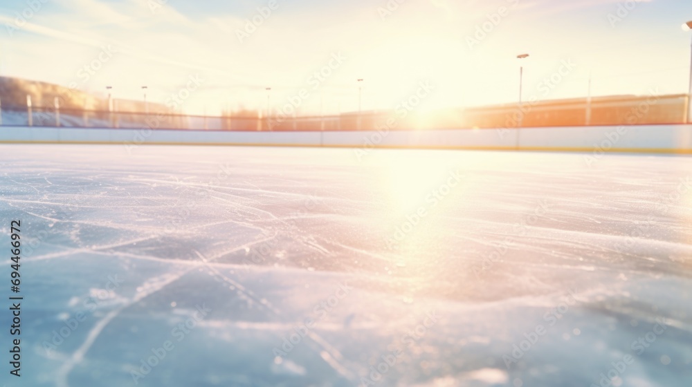 Fototapeta premium A skateboarder gliding on an ice rink. Perfect for winter sports and action shots