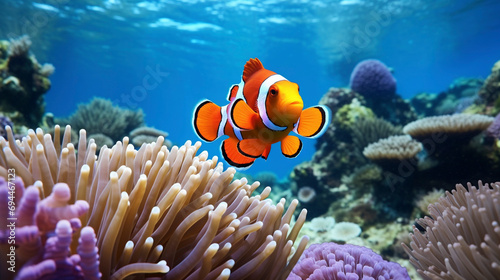 clownfish  underwater coral reef and fish  ocean landscape  aquatic nature 