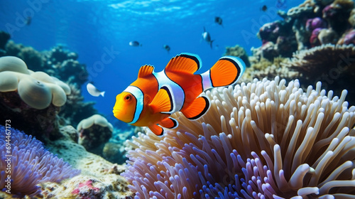 clownfish, underwater coral reef and fish, ocean landscape, aquatic nature  © @foxfotoco