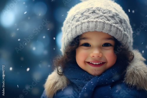 Snowy Serenity: Happy Kid in Winter Wonderland Scene